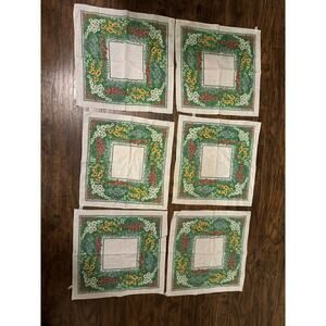SUNWEAVE LINEN CORP 6 Vtg Cotton Poly Napkins Floral Pattern Vibrant Colors